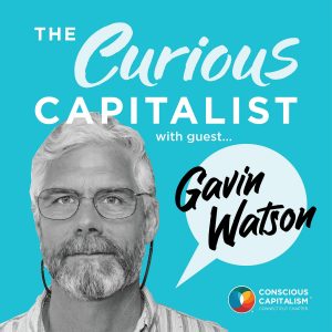 The Curious Capitalist podcast cover with Gavin Watson. Gavin is a white man with a beard and glasses.